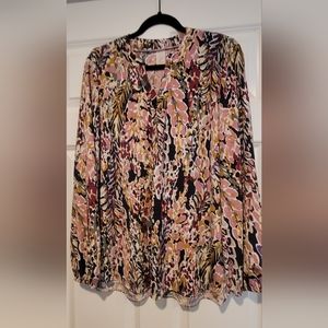 Floral Long Sleeve V-Neck Top Small